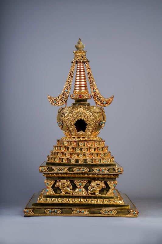 22 inch/ 56 cm Lotus Stupa | པད་སྤུང་མཆོད་རྟེན།
