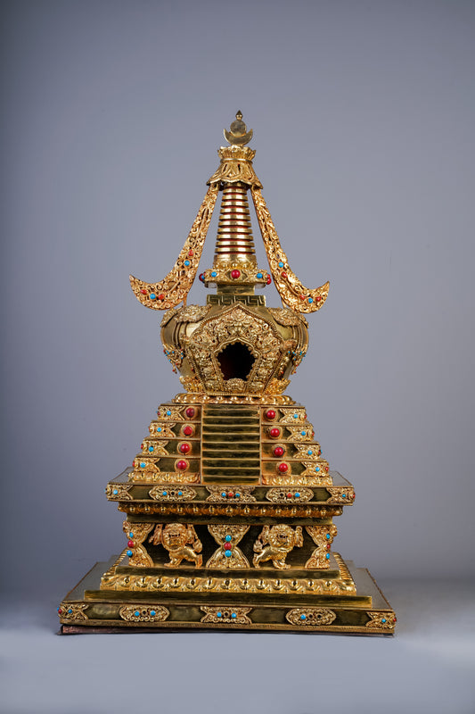 22 inch/ 56 cm Stupa of the  Descent from Tushita Heaven  | ལྷ་བབ་ཆོར་རྟེན།